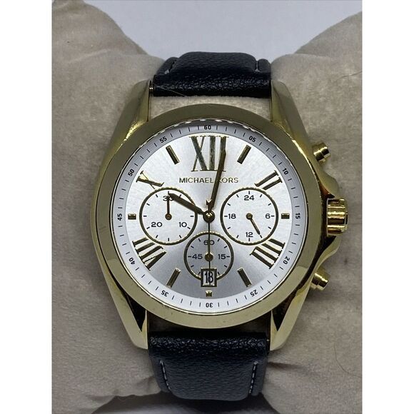 Michael Kors Bradshaw MK5743 Womens Black Leather Analog Dial Quartz Watch EY560 - Picture 2 of 12